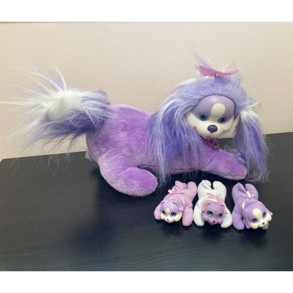 Just Play Toys Puppy Surprise 2015 Purple With 3 Puppies Stuffed Animal Plush